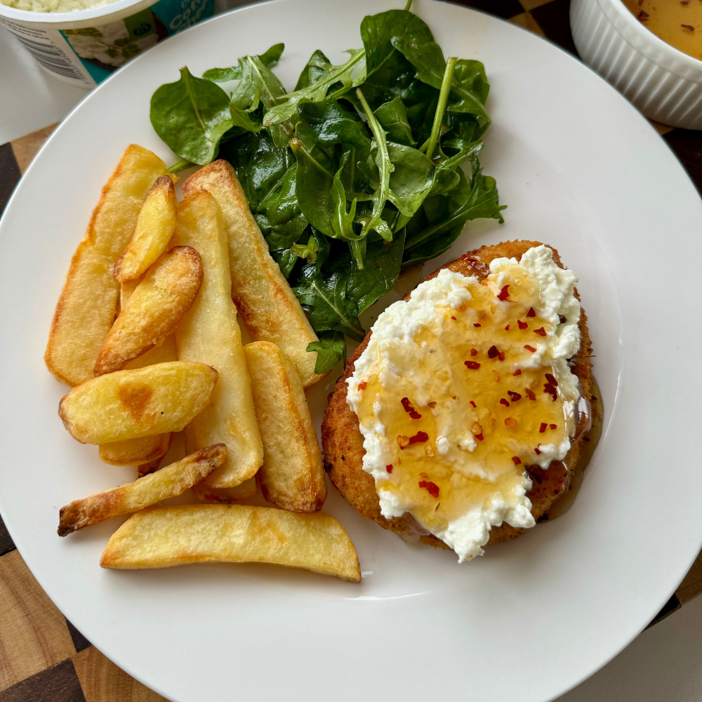 HOT HONEY COTTAGE CHEESE SCHNITZELS